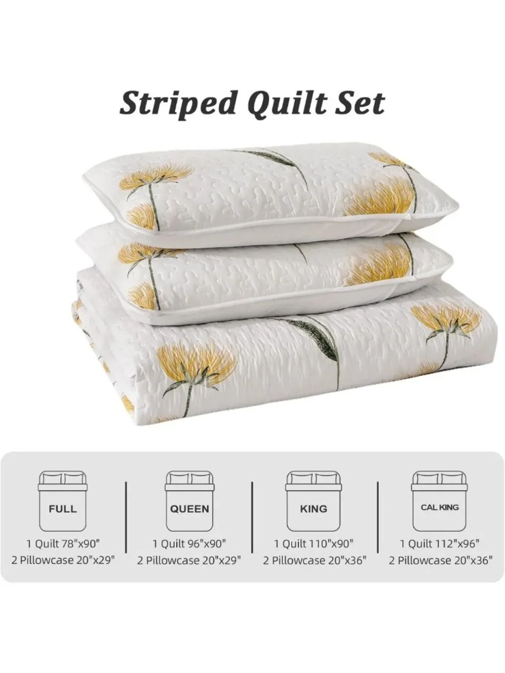 King Floral Quilt Set - Lightweight Reversible Bedding, Soft Microfiber